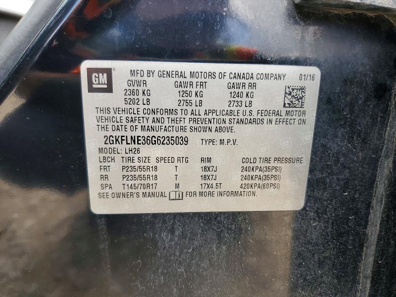 2016 Gmc Terrain მანქანა იყიდება აუქციონზე, vin: 2GKFLNE36G6235039, აუქციონის ნომერი: 57750486