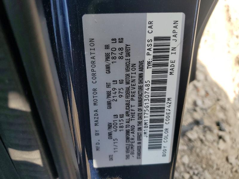 Aukcja sprzedaży 2016 Mazda 3, vin: JM1BM1T75G1307485, numer aukcji: 56489406