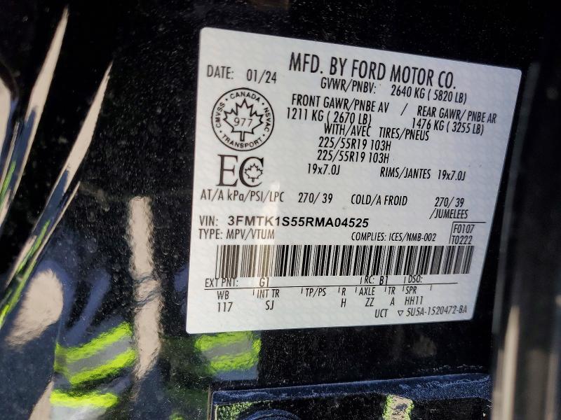 55606976 :رقم المزاد ، 3FMTK1S55RMA04525 vin ، 2024 Ford Mustang Mach-e مزاد بيع