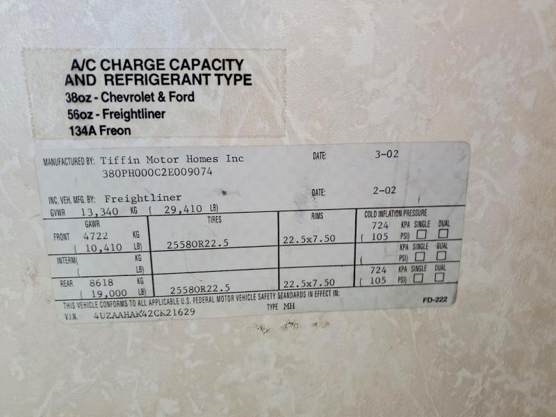 Продаж на аукціоні авто 2002 Frht Recreational Vehicle (rv), vin: 4UZAAHAK42CK21629, номер лоту: 56338866