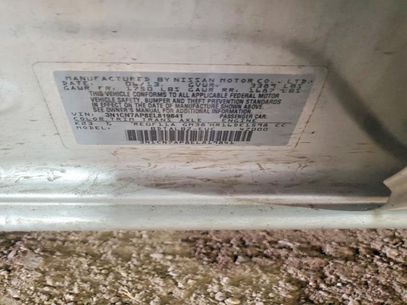 2014 Nissan Versa მანქანა იყიდება აუქციონზე, vin: 3N1CN7AP8EL819841, აუქციონის ნომერი: 55471056