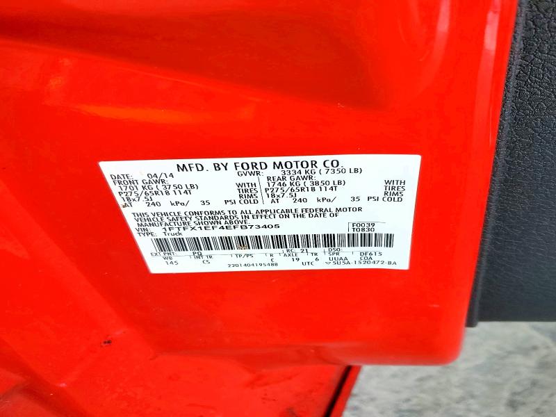 2014 Ford F150 მანქანა იყიდება აუქციონზე, vin: 1FTFX1EF4EFB73405, აუქციონის ნომერი: 57911606