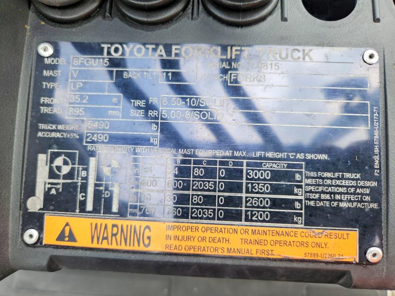2020 Toyota Na-20 Forklift მანქანა იყიდება აუქციონზე, vin: C0815, აუქციონის ნომერი: 57748436