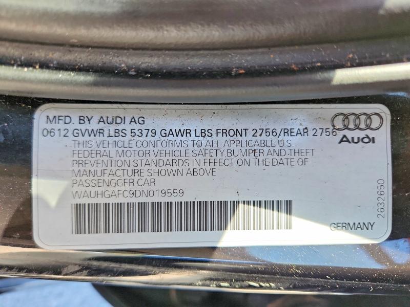 2013 Audi A6 მანქანა იყიდება აუქციონზე, vin: WAUHGAFC9DN019559, აუქციონის ნომერი: 57180976