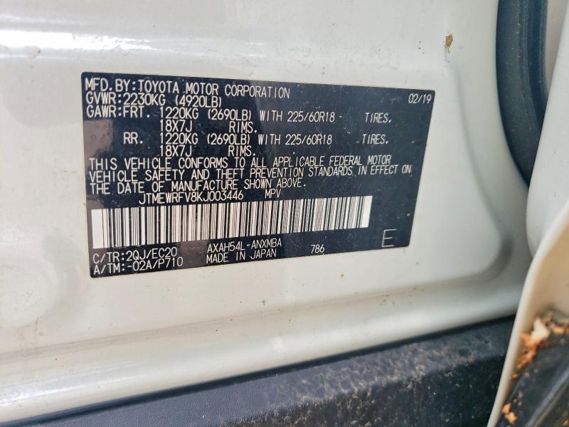 Aukcja sprzedaży 2019 Toyota Rav4, vin: JTMEWRFV8KJ003446, numer aukcji: 58769186