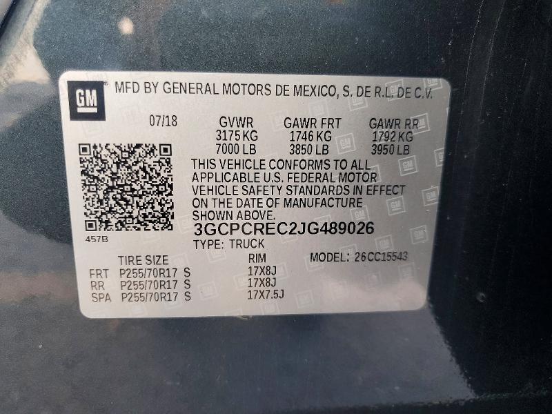 Продаж на аукціоні авто 2018 Chevrolet Silverado, vin: 3GCPCREC2JG489026, номер лоту: 55473296