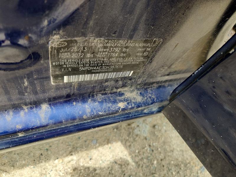 54476936 :رقم المزاد ، 5NPDH4AE3DH387616 vin ، 2013 Hyundai Elantra مزاد بيع