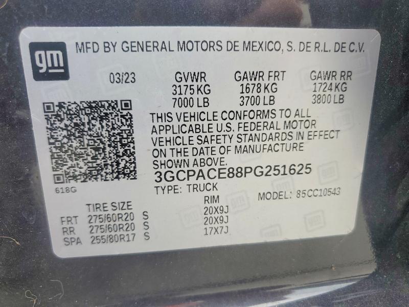 Aukcja sprzedaży 2023 Chevrolet Silverado, vin: 3GCPACE88PG251625, numer aukcji: 56786896