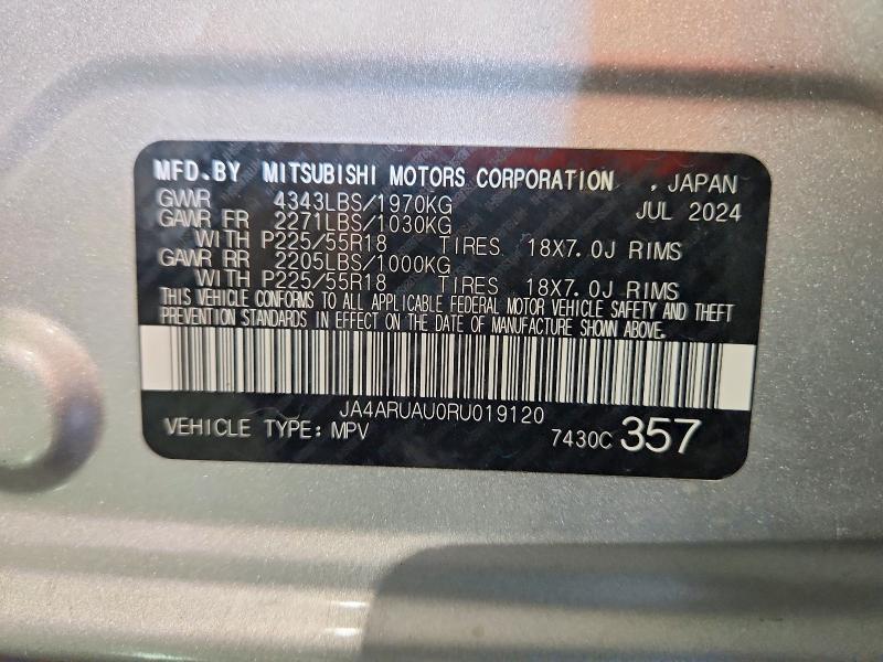 2024 Mitsubishi Outlander Sport მანქანა იყიდება აუქციონზე, vin: JA4ARUAU0RU019120, აუქციონის ნომერი: 56785626