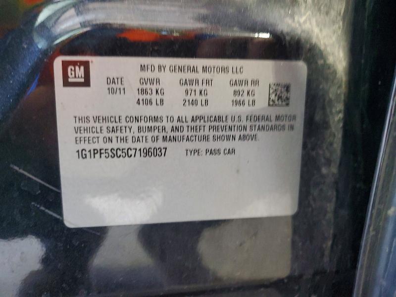 95587205 :رقم المزاد ، 1G1PF5SC5C7196037 vin ، 2012 Chevrolet Cruze مزاد بيع