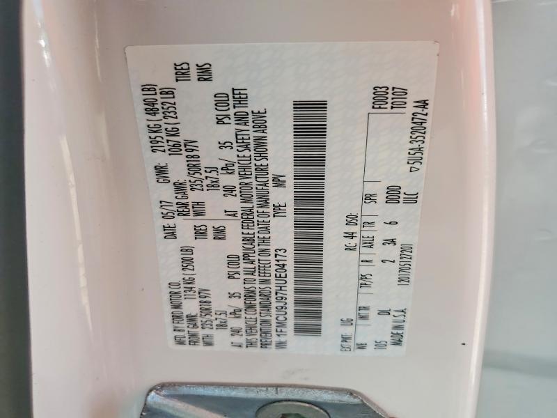 Aukcja sprzedaży 2017 Ford Escape, vin: 1FMCU9J97HUE04173, numer aukcji: 59186616