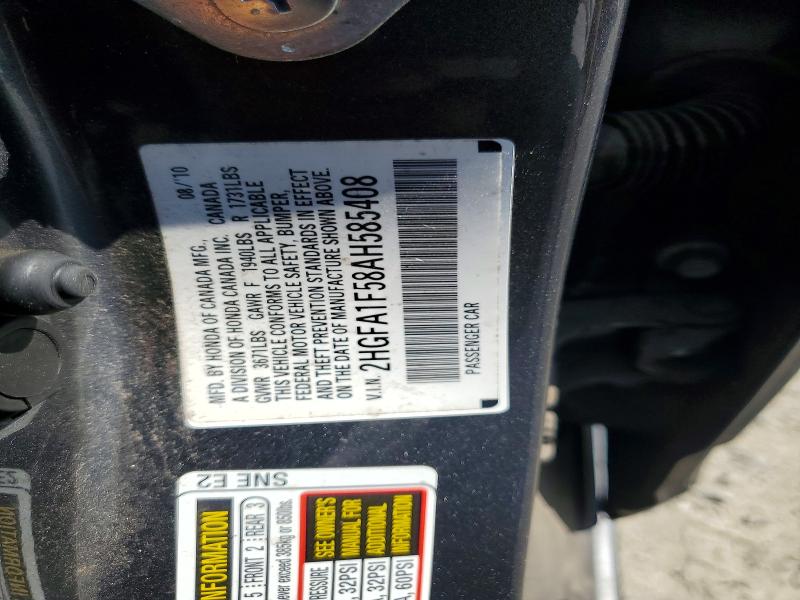 Aukcja sprzedaży 2010 Honda Civic, vin: 2HGFA1F58AH585408, numer aukcji: 58564356