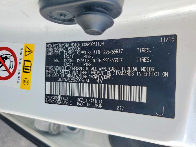 58917986 :رقم المزاد ، JTJYARBZ5G2027674 vin ، 2016 Lexus Nx 200t مزاد بيع
