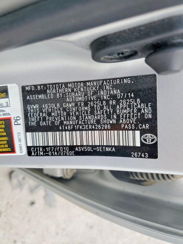 Продажа на аукционе авто 2014 Toyota Camry, vin: 4T4BF1FK3ER426286, номер лота: 56234756