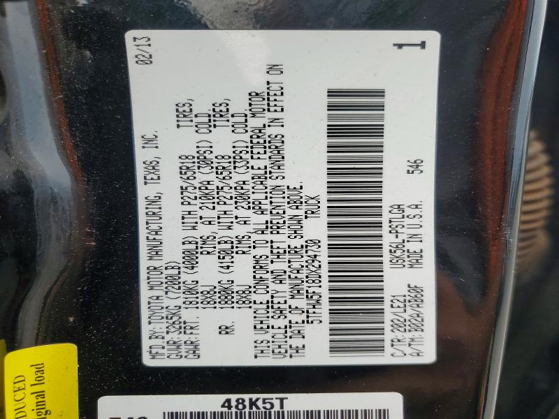 Auction sale of the 2013 Toyota Tundra, vin: 5TFHW5F18DX294730, lot number: 58019546