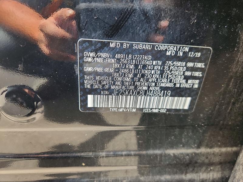 Продаж на аукціоні авто 2020 Subaru Forester, vin: JF2SKAXC8LH488419, номер лоту: 57725276