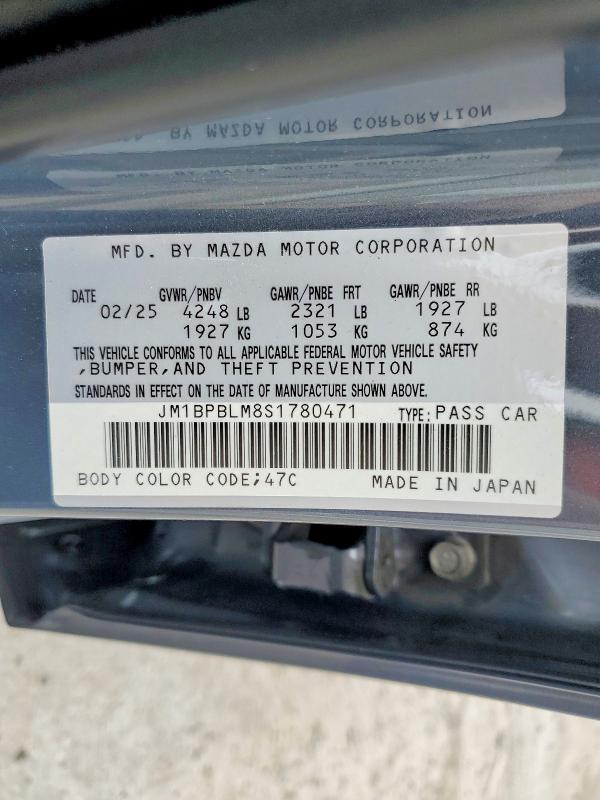 Aukcja sprzedaży 2025 Mazda 3, vin: JM1BPBLM8S1780471, numer aukcji: 58540916