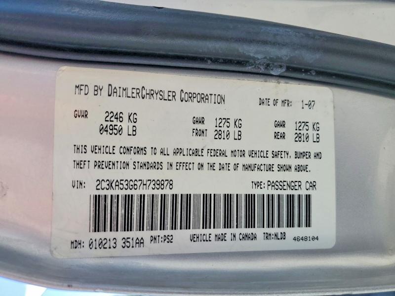 Aukcja sprzedaży 2007 Chrysler 300, vin: 2C3KA53G67H739878, numer aukcji: 58991876