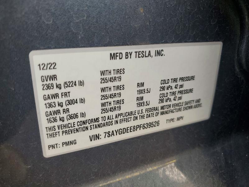 2023 Tesla Model Y მანქანა იყიდება აუქციონზე, vin: 7SAYGDEE8PF639526, აუქციონის ნომერი: 57043826