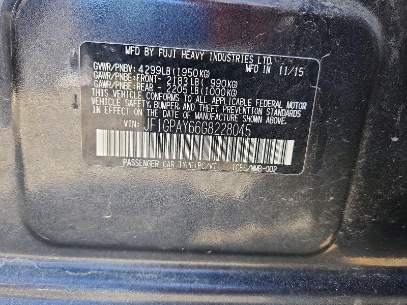 Aukcja sprzedaży 2016 Subaru Impreza, vin: JF1GPAY66G8228045, numer aukcji: 58618146