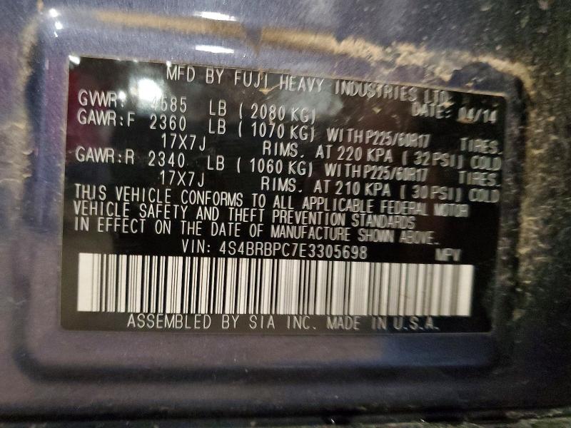 Auction sale of the 2014 Subaru Outback, vin: 4S4BRBPC7E3305698, lot number: 57741926