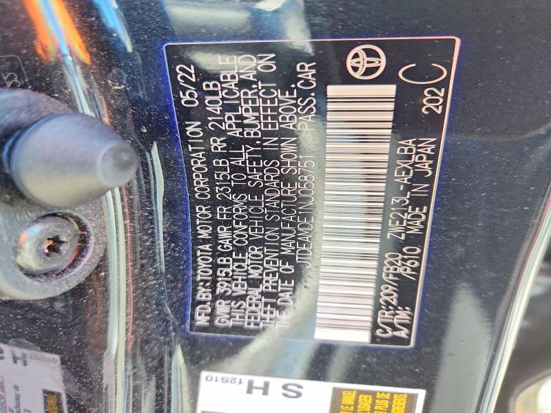 Продажа на аукционе авто 2022 Toyota Corolla, vin: JTDEAMDE1NJ058751, номер лота: 57913996