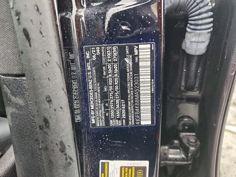 58124476 :رقم المزاد ، 4JGFB4KB8MA523031 vin ، 2021 Mercedes-benz Gle مزاد بيع