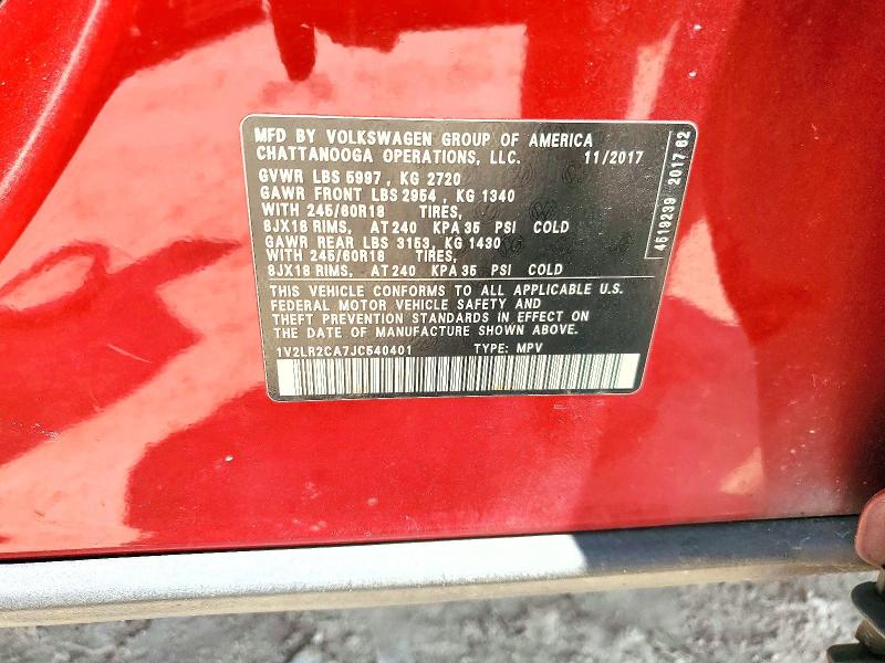 Продажа на аукционе авто 2018 Volkswagen Atlas, vin: 1V2LR2CA7JC540401, номер лота: 57847596