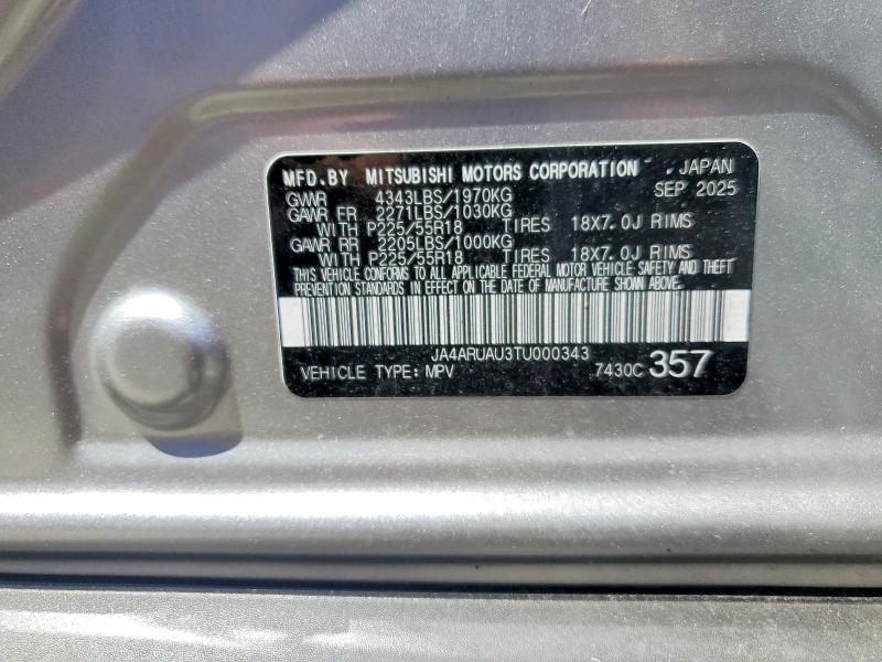 56137886 :رقم المزاد ، JA4ARUAU3TU000343 vin ، 2026 Mitsubishi Outlander Sport مزاد بيع