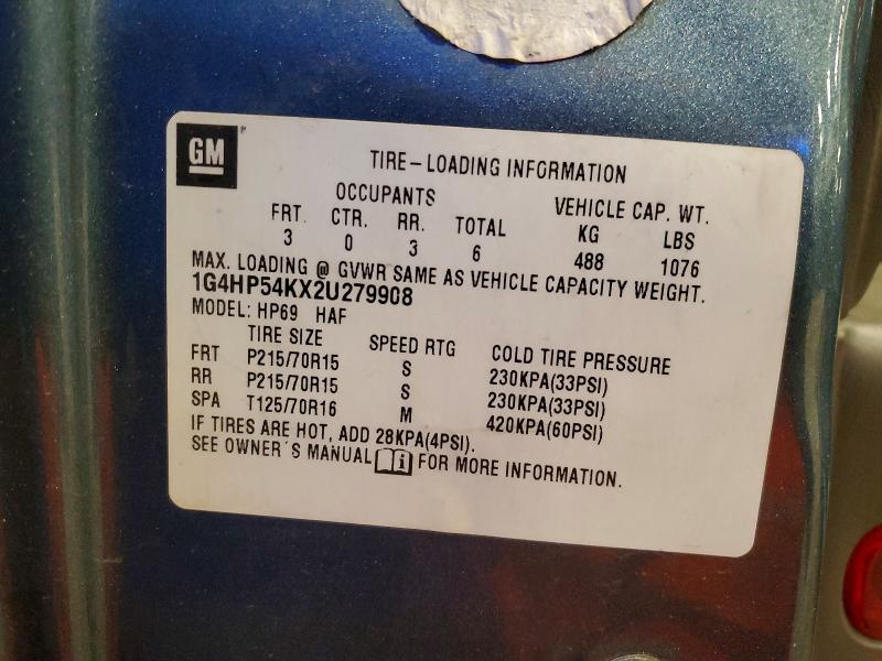 2002 Buick Lesabre მანქანა იყიდება აუქციონზე, vin: 1G4HP54KX2U279908, აუქციონის ნომერი: 58269446