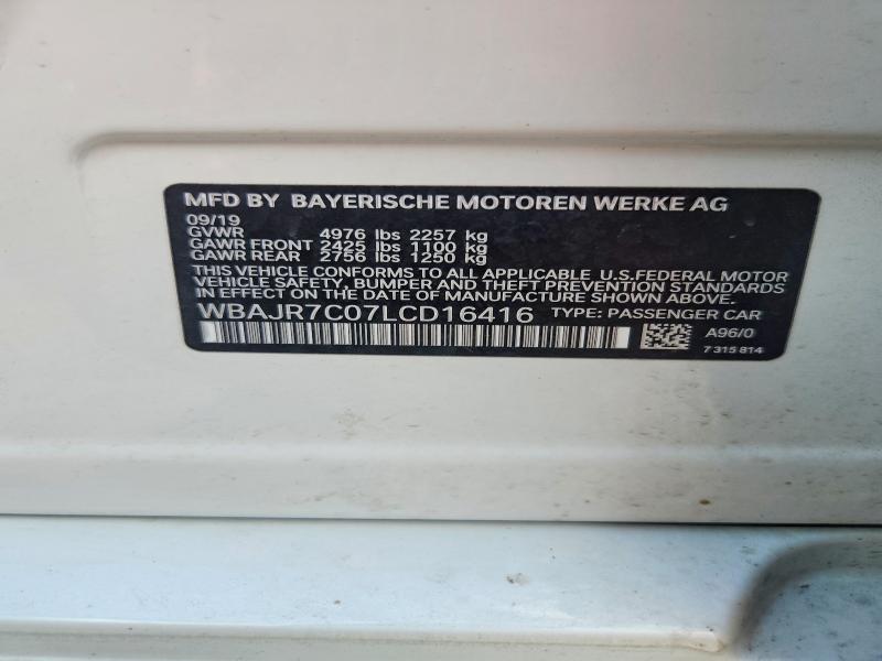 59576746 :رقم المزاد ، WBAJR7C07LCD16416 vin ، 2020 Bmw 530 مزاد بيع