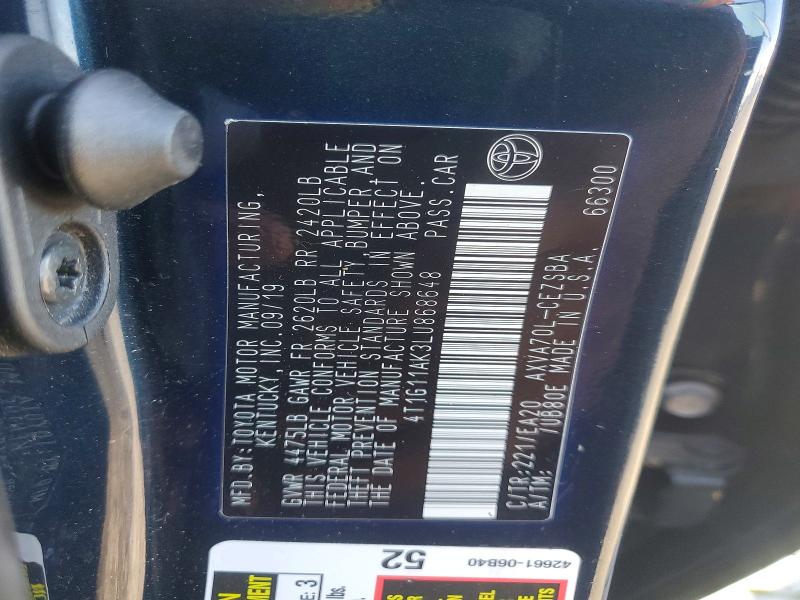 Продажа на аукционе авто 2020 Toyota Camry, vin: 4T1G11AK3LU868648, номер лота: 57463126