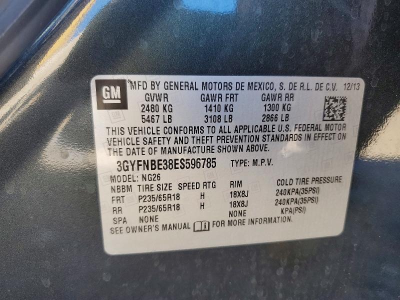 56973706 :رقم المزاد ، 3GYFNBE38ES596785 vin ، 2014 Cadillac Srx مزاد بيع
