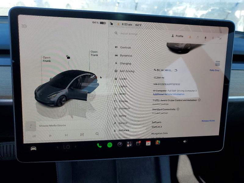 2023 Tesla Model 3 მანქანა იყიდება აუქციონზე, vin: 5YJ3E1EA0PF581632, აუქციონის ნომერი: 54559406