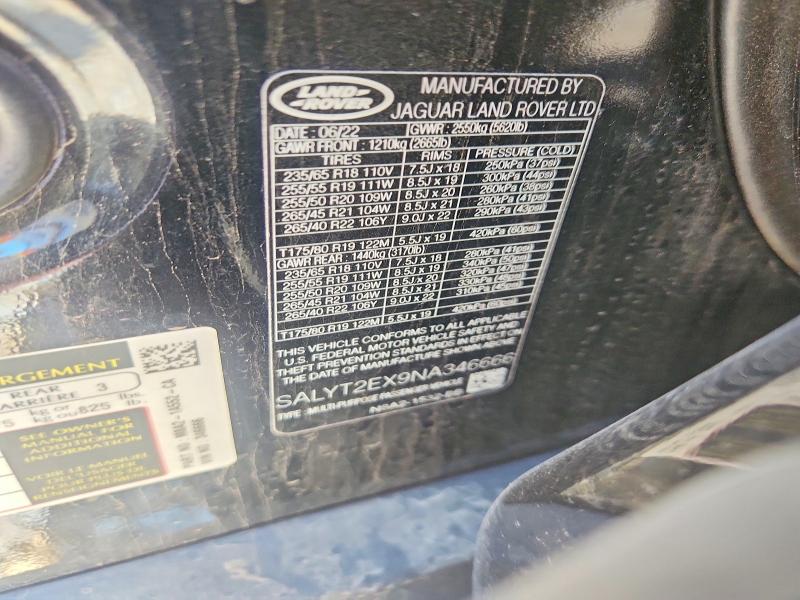 Продажа на аукционе авто 2022 Land Rover Range Rover Velar, vin: SALYT2EX9NA346666, номер лота: 56841556