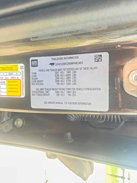55823336 :رقم المزاد ، 1GKS1BKD6MR441493 vin ، 2021 Gmc Yukon مزاد بيع