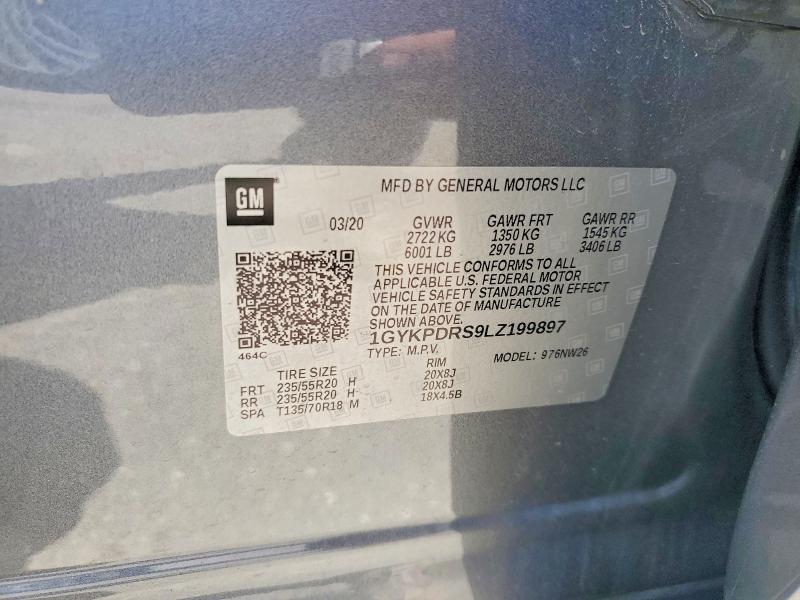 2020 Cadillac Xt6 მანქანა იყიდება აუქციონზე, vin: 1GYKPDRS9LZ199897, აუქციონის ნომერი: 58993656