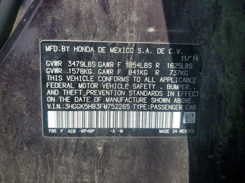 Продажа на аукционе авто 2015 Honda Fit, vin: 3HGGK5H83FM752265, номер лота: 55435456