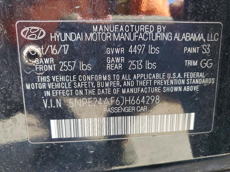 2018 Hyundai Sonata მანქანა იყიდება აუქციონზე, vin: 5NPE24AF6JH664298, აუქციონის ნომერი: 56400506