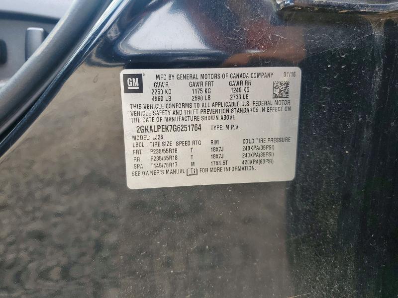 2016 Gmc Terrain მანქანა იყიდება აუქციონზე, vin: 2GKALPEK7G6251764, აუქციონის ნომერი: 57327066