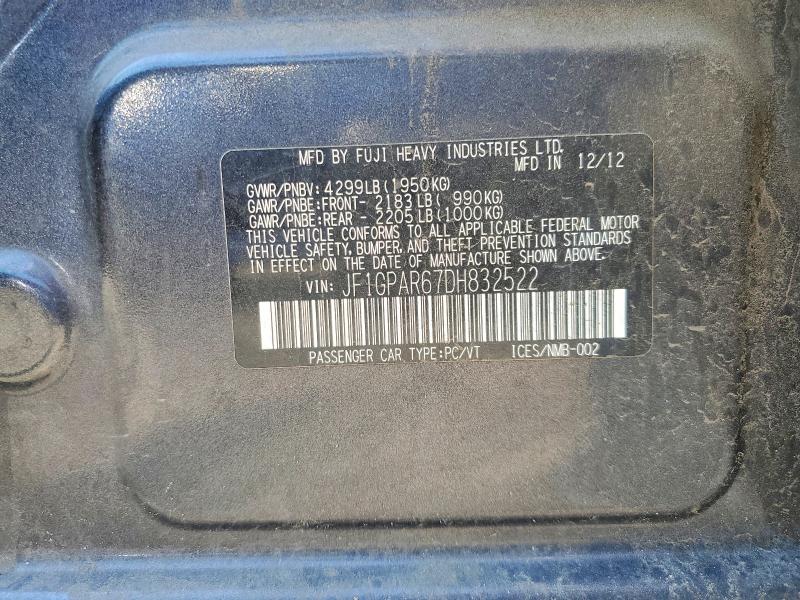 Aukcja sprzedaży 2013 Subaru Impreza, vin: JF1GPAR67DH832522, numer aukcji: 57537136