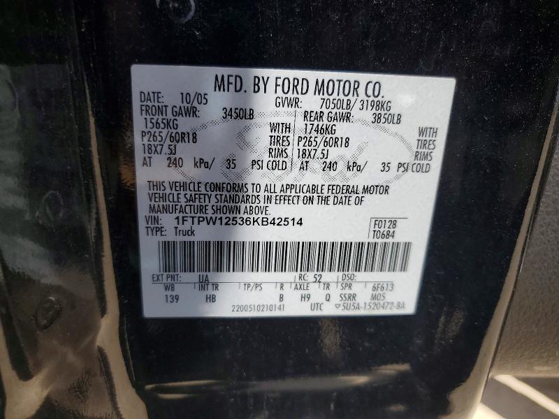 Aukcja sprzedaży 2006 Ford F150, vin: 1FTPW12536KB42514, numer aukcji: 57690816