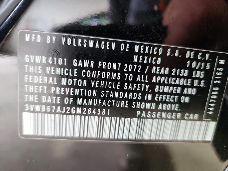 Продажа на аукционе авто 2016 Volkswagen Jetta, vin: 3VWB67AJ2GM264381, номер лота: 85630115