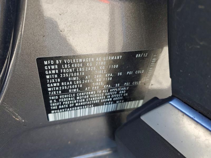 56533336 :رقم المزاد ، WVGAV7AX9DW536244 vin ، 2013 Volkswagen Tiguan مزاد بيع