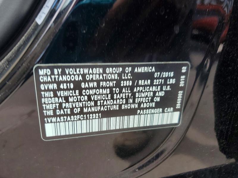 Aukcja sprzedaży 2015 Volkswagen Passat, vin: 1VWAS7A32FC112321, numer aukcji: 55558196