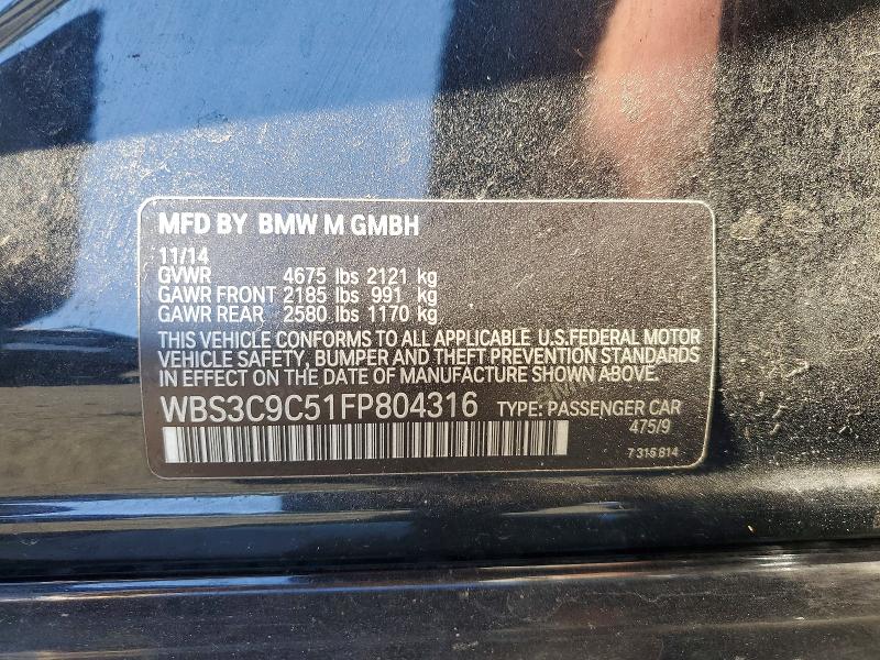 57716206 :رقم المزاد ، WBS3C9C51FP804316 vin ، 2015 Bmw M3 مزاد بيع