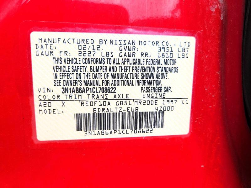 55428756 :رقم المزاد ، 3N1AB6AP1CL708622 vin ، 2012 Nissan Sentra مزاد بيع