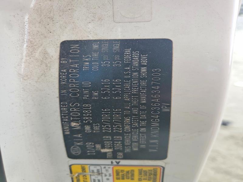 Aukcja sprzedaży 2010 Kia Sedona, vin: KNDMG4C36A6347003, numer aukcji: 58069586