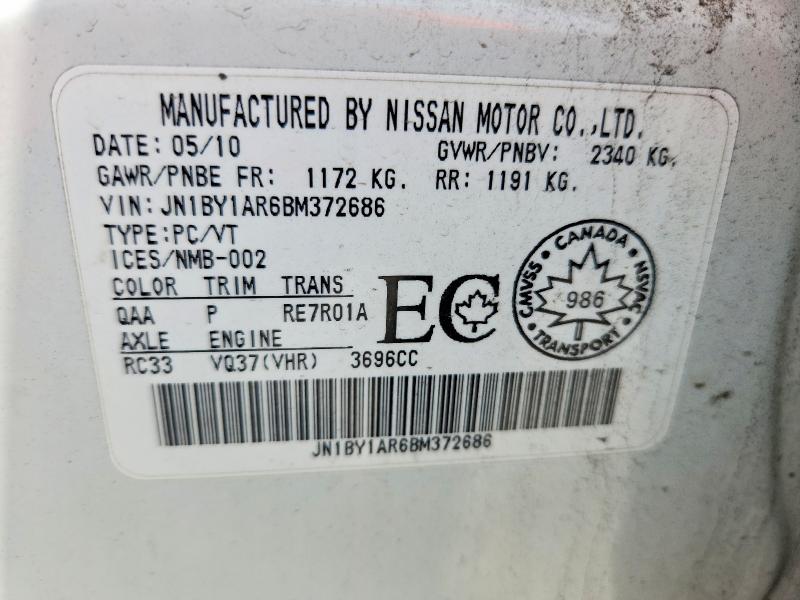 Aukcja sprzedaży 2011 Infiniti M37, vin: JN1BY1AR6BM372686, numer aukcji: 56629776