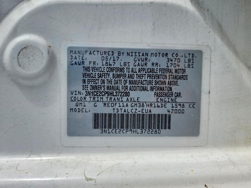 Продажа на аукционе авто 2017 Nissan Versa Note, vin: 3N1CE2CP9HL372280, номер лота: 57938656